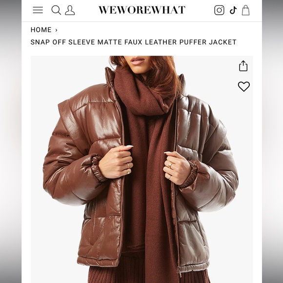 WEWOREWHAT Snap Off Sleeve Matte Faux Leather Puffer Jacket Size XS - Picture 1 of 14